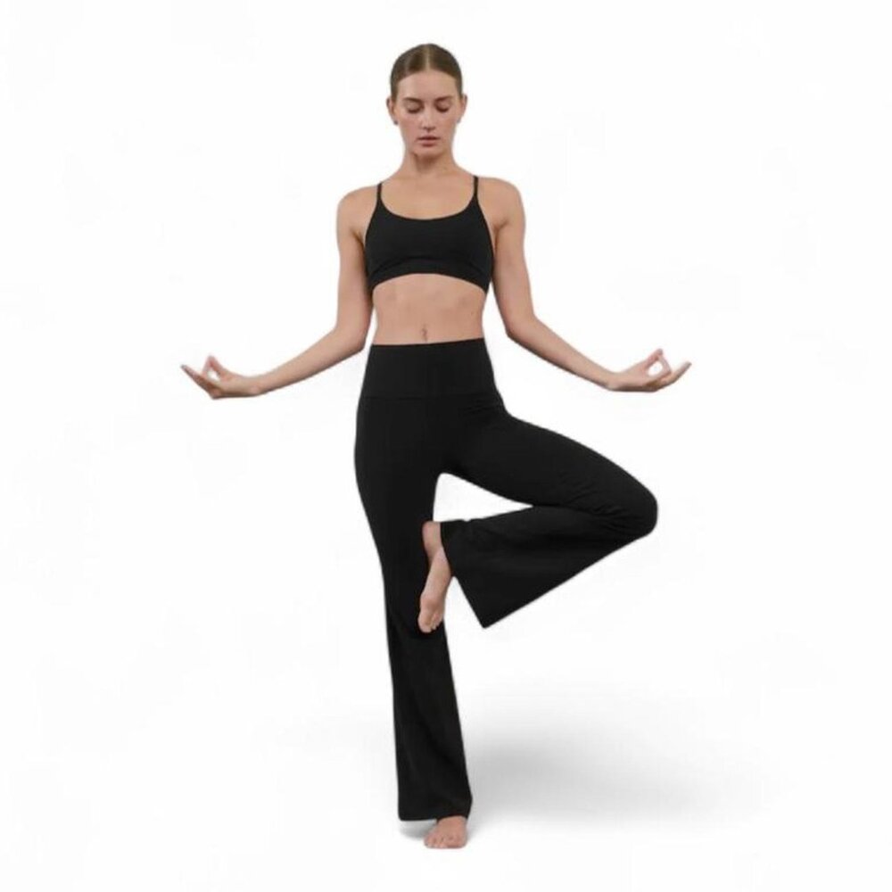 Athleta Salutation Stash Rib Flare Leggings in Black